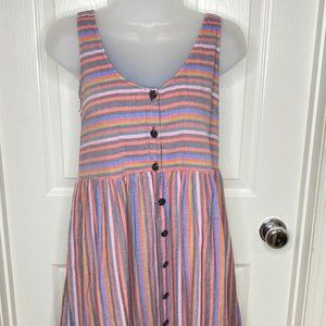 Madewell Dress | Button-front Dress in Rainbow Stripe, size S